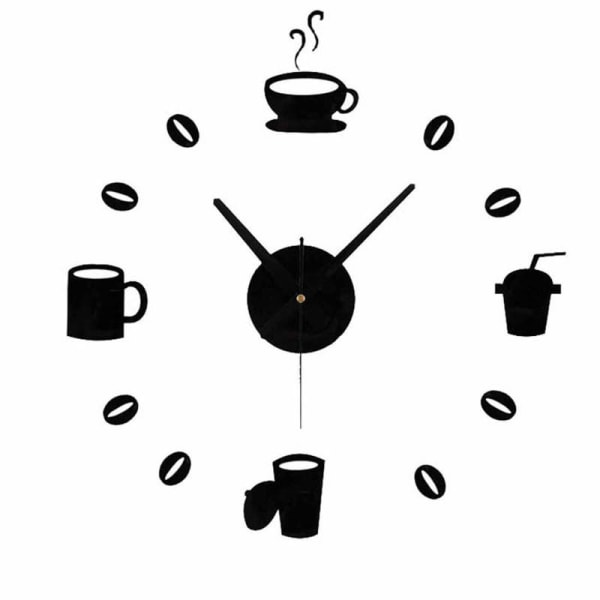 3D DIY veggklokke Kreativ veggklistremerke Kreativ kaffekoppvegg