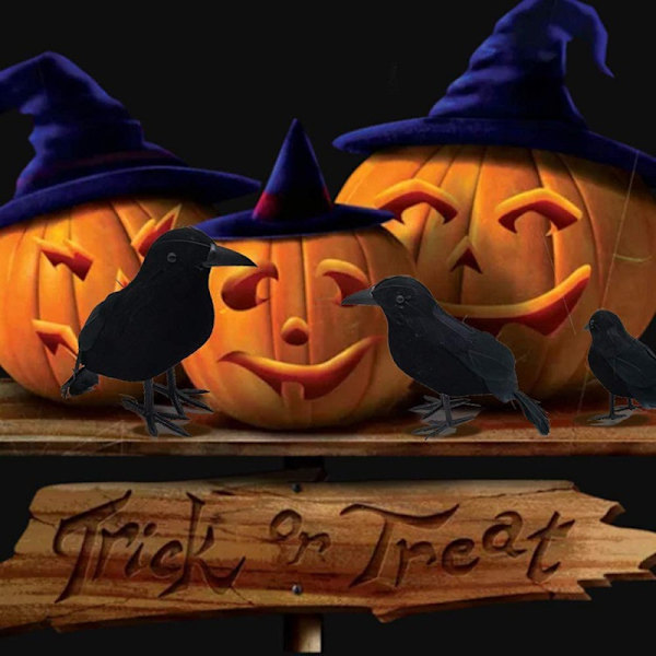 2 kpl Tekovaris Halloween-koristeita Mustalla Lintujen Höyhenillä