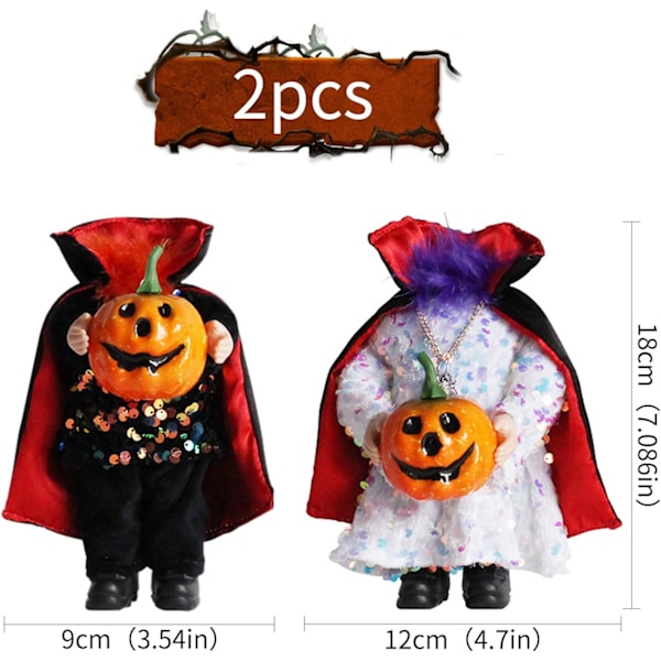 Hodeløs gresskar dukke, 2 stk. skrekk Halloween skrekk ornament H