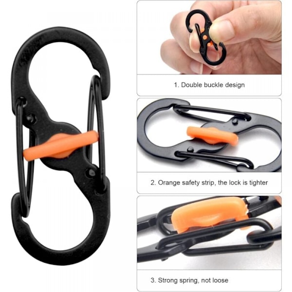 10 stk Små Karabiner i Rustfritt Stål - Små Karabiner - Mi