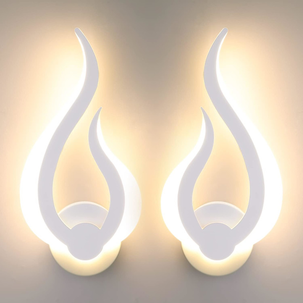2 stk. 12W LED væglamper indendørs akryl flammeform væglampe