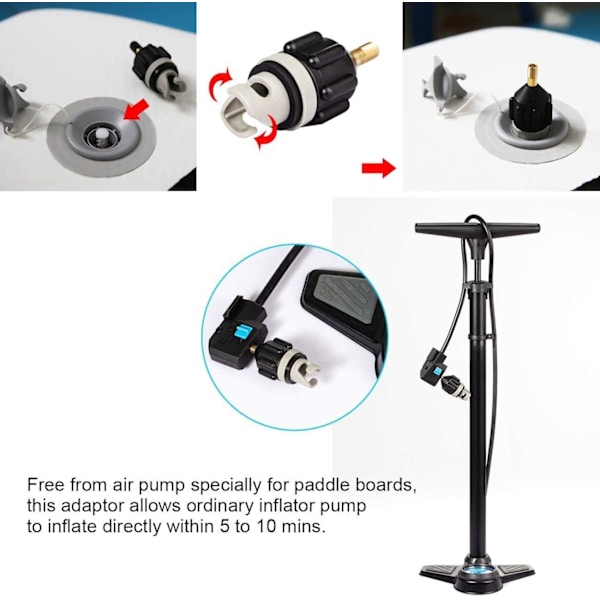 Ventiladapter, kajakpumpadapter, uppblåsningsmunstycke, kompressortilaccessoar