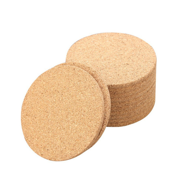 1 sarja 4 pyöreää korkkialustaa Ø10cm lasille, purkille, kattilalle, Cu
