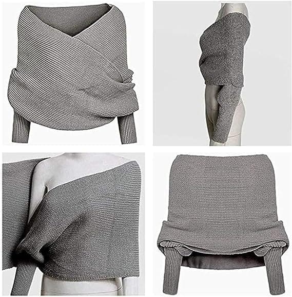 Sort, ærmet snefnug sweater tørklæde, varmt efterår og vinter kn