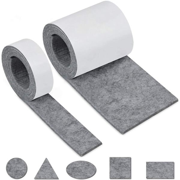Självhäftande filt 2 rullar（100 * 10cm+100 * 2cm, grå），självhäftande