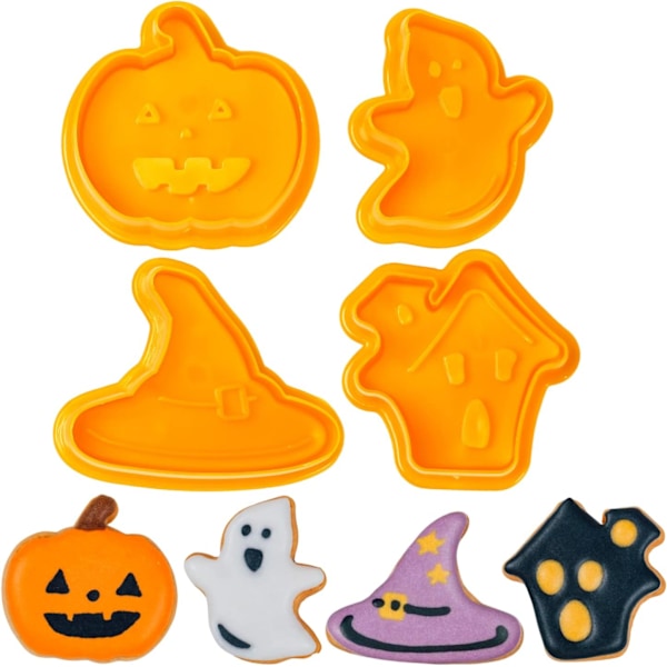 Halloween 4 Piece Plastic Ghost Pumpkin Cookie Cutter 3D Fudge Co