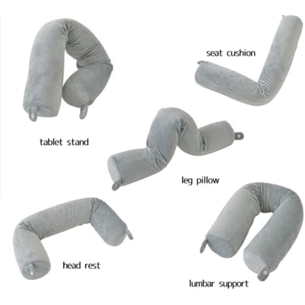 Reisepute - 68*10CM (hamp grå) - Memory Foam støttepute for
