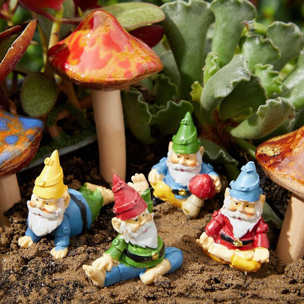 4 stk. Mini Have Nisser, Udendørs Fe Miniature Statue Acces