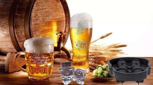(1 * 6 Skull Cubes  Black) 3D Skull Ice Cube Tray med lokk, Silic
