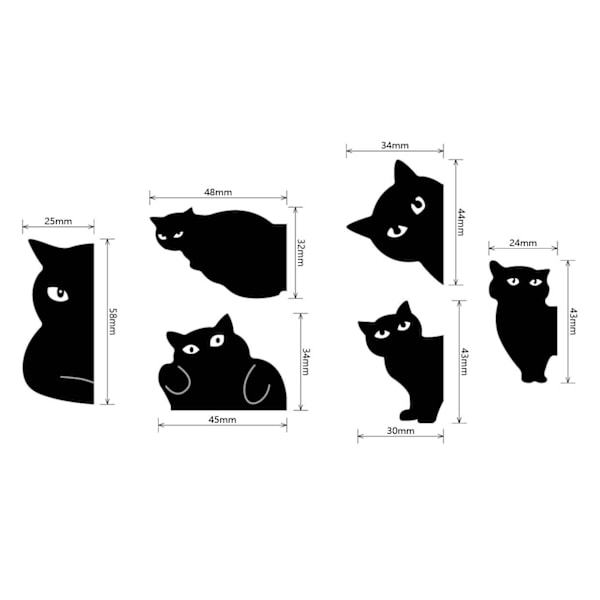 6 kpl magneettiset kirjanmerkit utelias kissa väri musta, Halloween ja