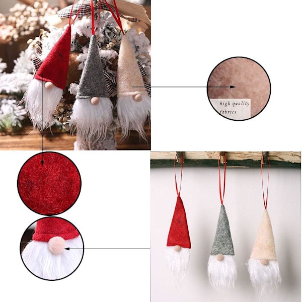 1 st Gnome Jul Tomte Plysch Prydnader Set - Jul Hängande Dekoration