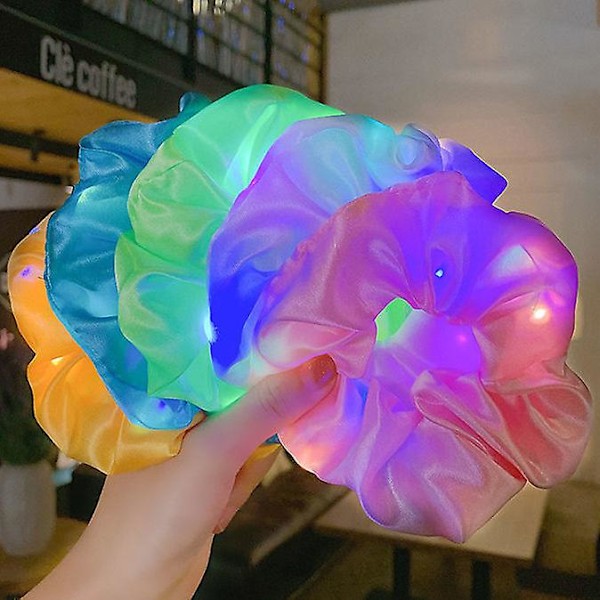 5 stk. LED lysende scrunchie lysende hårbånd, glødende