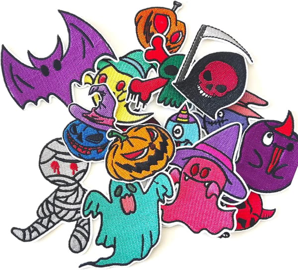 16 stk. Halloween-tema broderede strygemærker - Assorteret Hal
