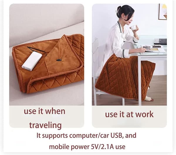 Ruskea sähköpeitto, 75x120cm lämmitetty peitto USB-virtalähde