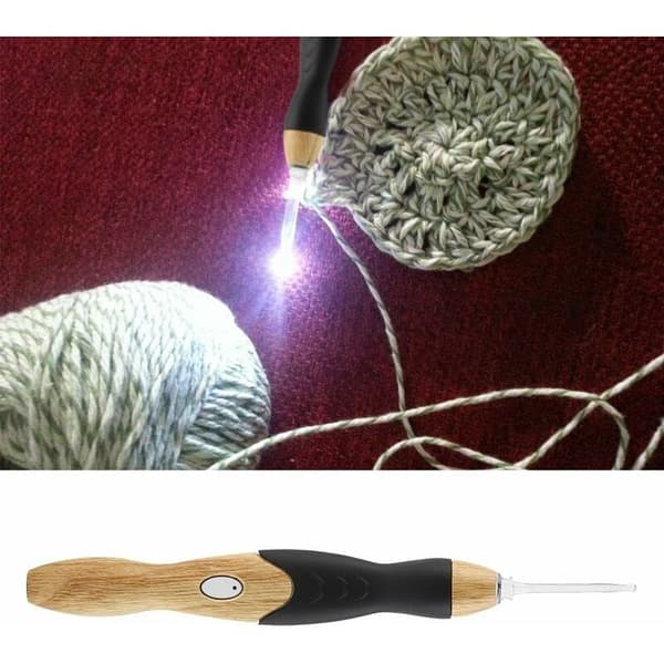 1 sett svart LED-heklenålsett, 9 i 1 USB-oppladbar lysende