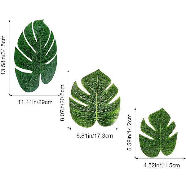 45 stk. Kunstige tropiske palmeblade Hawaii temafest dekoration