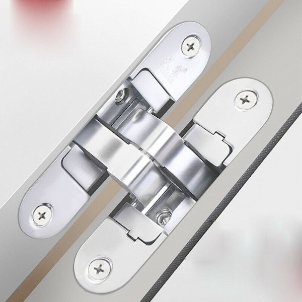 1 Usynlig Hængsel - 3D Aluminium. Satin Rustfrit Stål Farve. - H