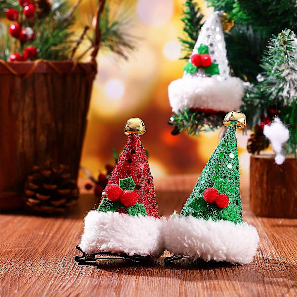 3 st Glitter Jultomte Hat Hårklämmor Minni Hat Hårnålar med B