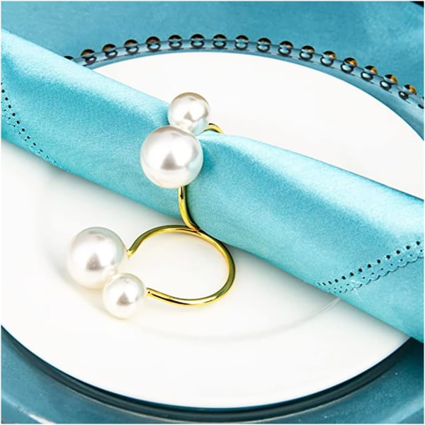 Perle servietringe, sølvguld servietringholder til jul,