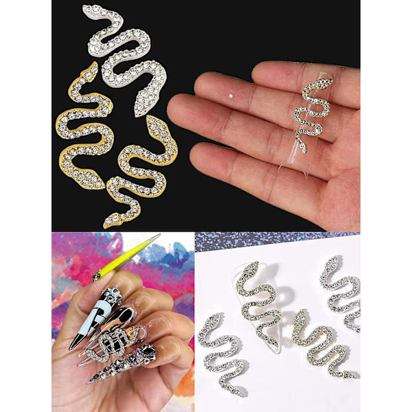 10 st ormnagelsmycken 3D orm strass nagelkonst smycken D