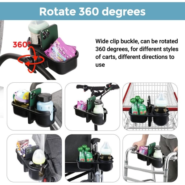 3 i 1 barnvagns mugghållare, Universal mugghållare med telefonhållare