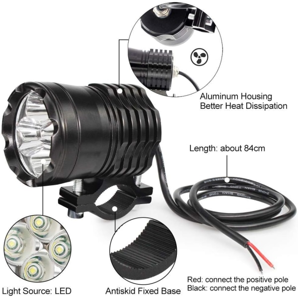 Ekstra LED-frontlykter for motorsykkel, frontlykter