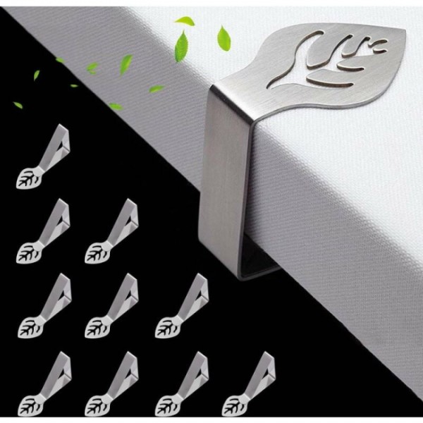10 stk. borddug clips 10 stk., bladformede picnic borddug clips,