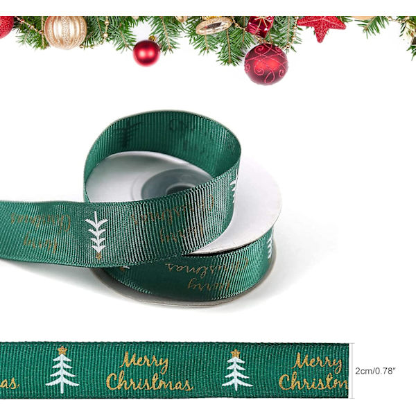 (2CM bred) 10 meter julband tryckt God Jul Grosgr