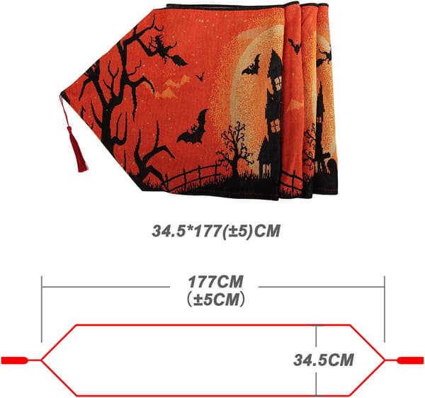 1 stk. Castle Tassel Runner Duks, Halloween Duks, for