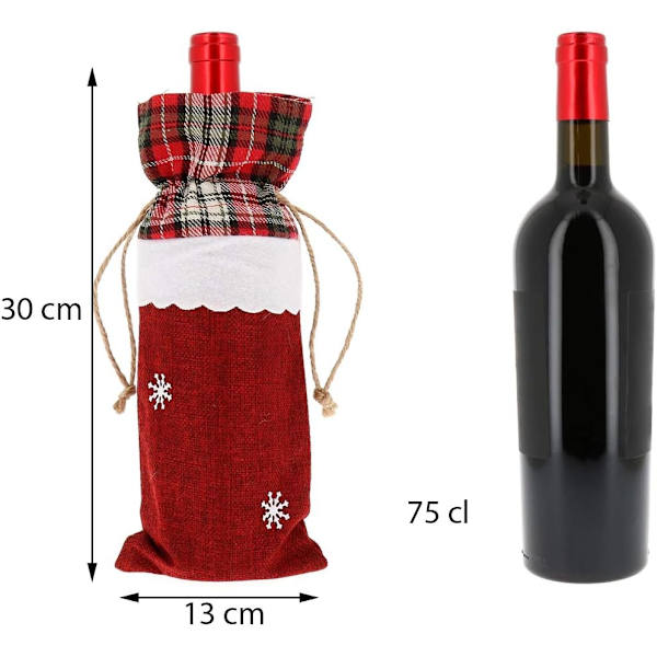 Pakke med 2 x julegaveposer til vin- eller champagneflasker - Gjenbrukbare