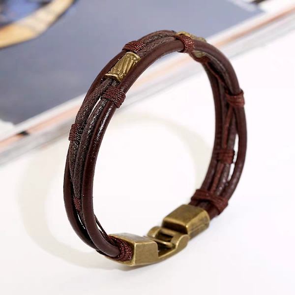 Herrar Vintage Läder Armband Brun Rep Armband Armband