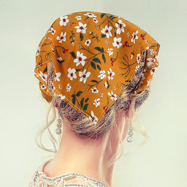 6 st blommiga huvuddukar, pannband, chiffong, hårbandanas, elastiska