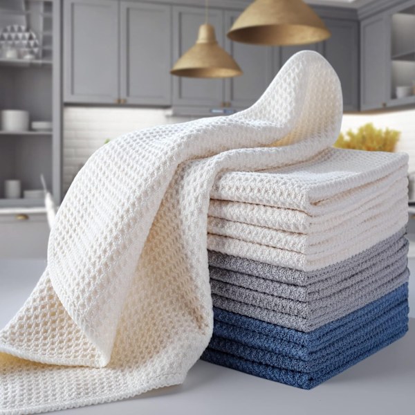 10 stk. high-end ultra-fine fiber køkkenhåndklæder - honeycomb stof ra