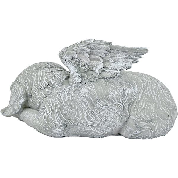 Design Toscano Minnesmärke Ängel Hund Hedersstaty Gravsten,