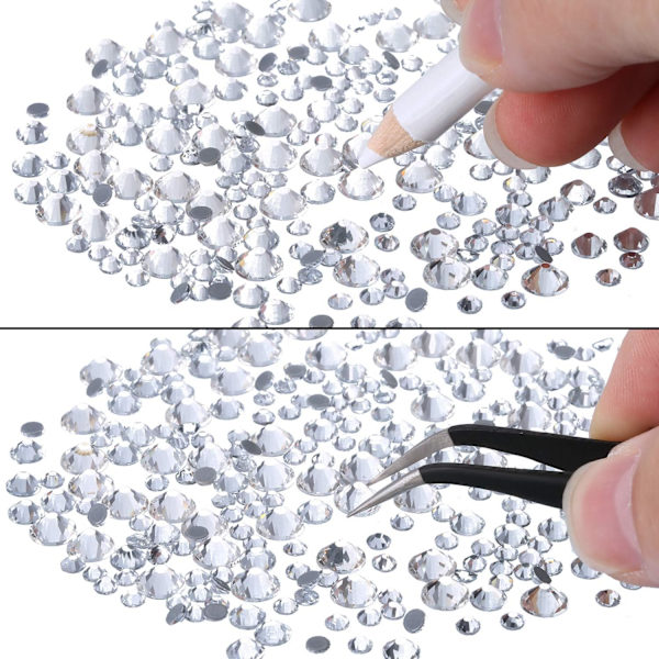 2000 kappaletta Rhinestone litteä lasi pyöreä kristallikorukiviä ovat