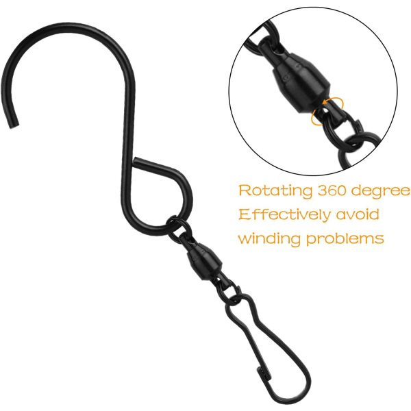 (Svart) 12-pack Swivel Hooks Clips Vind Spinner S Hook Clips Häng