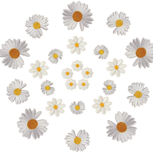 25 st Daisy Flower Patch Flower Applikation Stryk-på lappar Embr