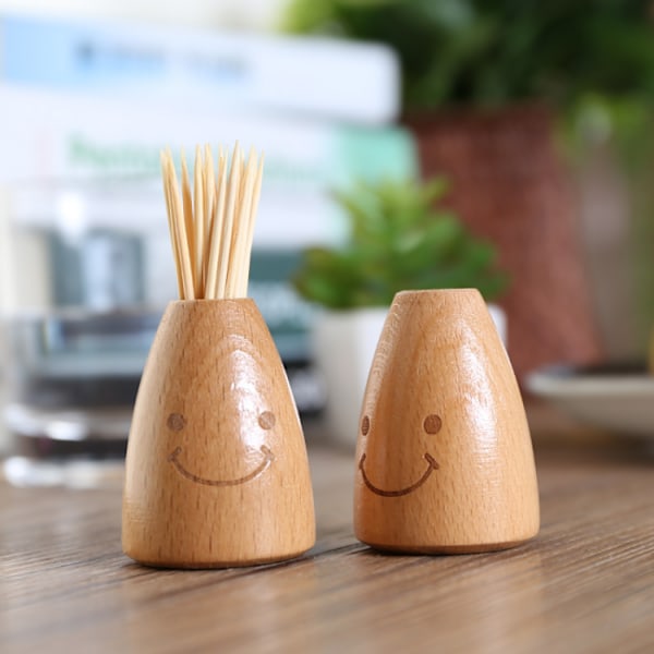 Tandpepparkhållare, trätandpeppark, söt leende ansikte Trä toot