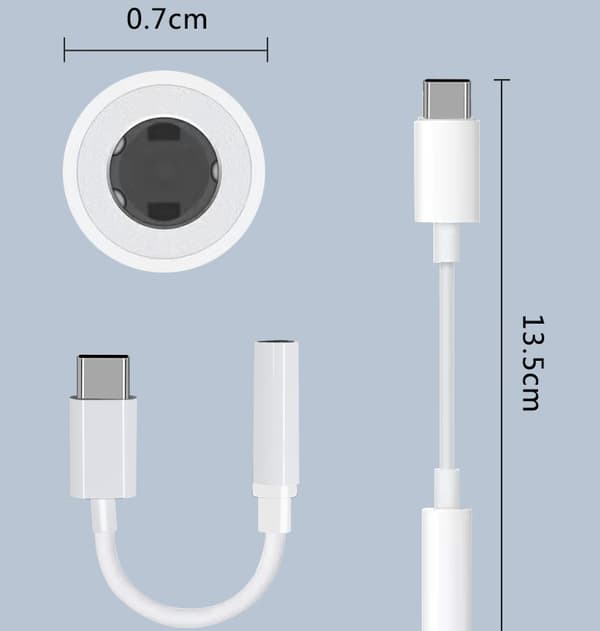 Adapter USB-C til 3,5 mm Hvid Hvid one size