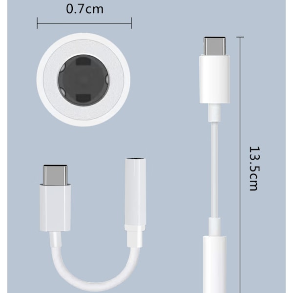 Adapter USB-C til 3,5 mm Hvit Hvit one size