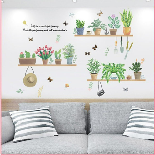 1 stk grønne planter Wall Stickers Art Decals Soveværelse Home Decoratio