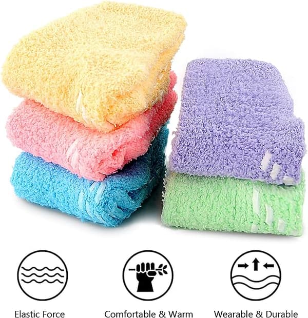 5 par tofflor fluffiga strumpor, vintervarma strumpor, mjuka termiska icke