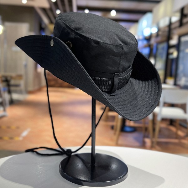 Black Mountaineering Hat M (56-58cm), utendørs bred brem dobbel la