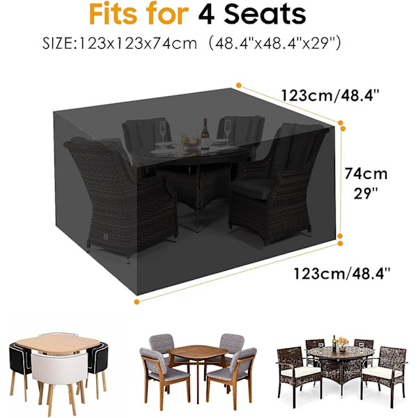 Møbeltrekk 126*126*74cm, Vanntett Hagemøbeltrekk,