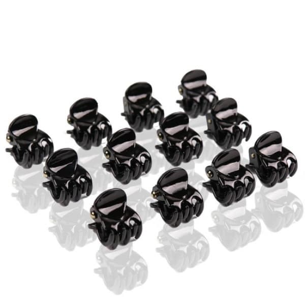 12 stk. Små Sorte Hårklemmer 15x10mm - Sort
