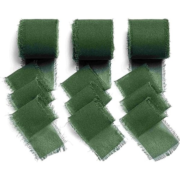 3pcs Large Ribbon Gift Ribbon Dark Green Fabric Wedding Ribbon Gr