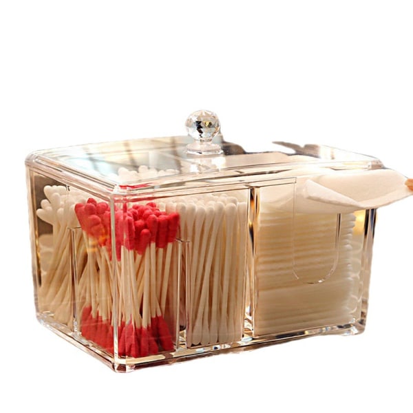 1 st transparent akryl sminkförvaringsbomullsbox för Cotto