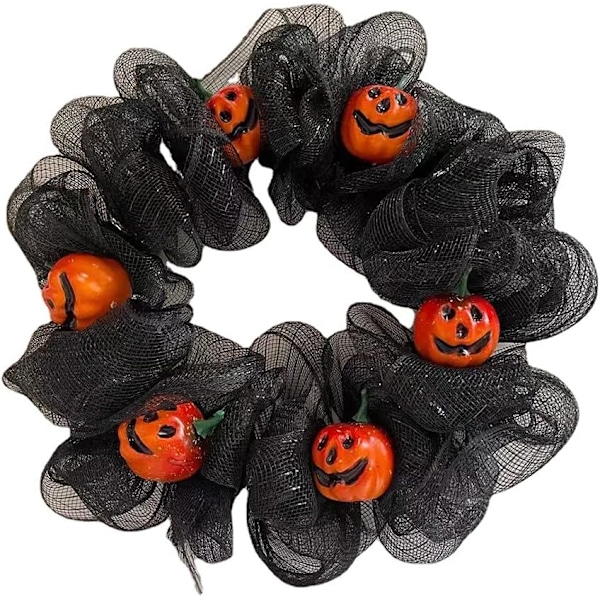 40 cm Halloween-krans for inngangsdøren med gresskardekorasjoner