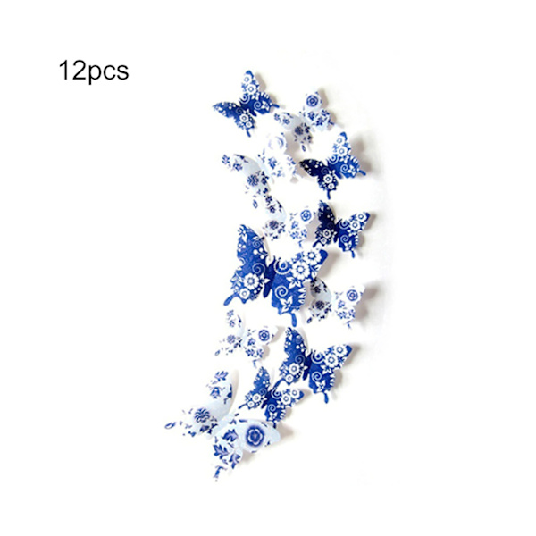 12 kpl seinätarraa 3D eri kokoja perhoskuvio DIY Fridg