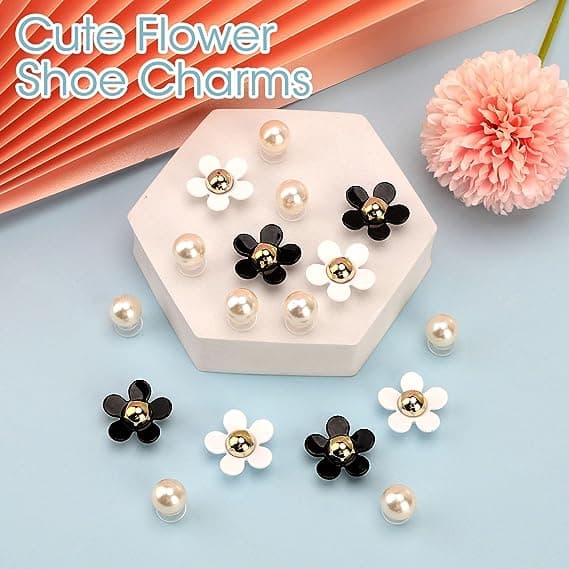 18PCS Perle- og Blomster Croc Charms, Sko Charm Tilbehør til Kvinner